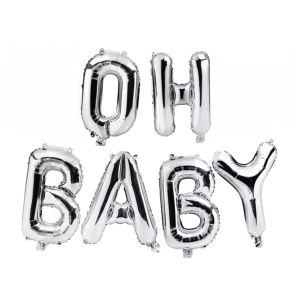 'Oh Baby' Silver Balloon Banner