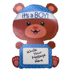 Blue Foil Boy Bear Balloon