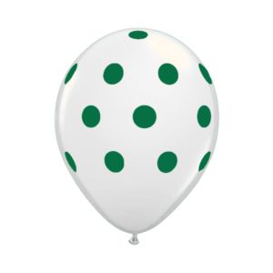 Balloon 12"" White dots Green (10's)