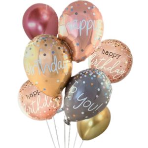 Happy Birthday Rose Gold Balloon set