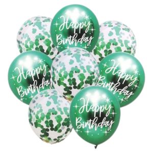 Happy Birthday Balloon Set 8pc Green Mint