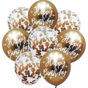 Happy Birthday Balloon Set 8pc Brown